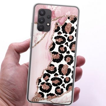 DeinDesign Handyhülle Leopard Glitzer Look Marmor Patterns and Textures Smooth Pink, Samsung Galaxy A32 4G Silikon Hülle Bumper Case Handy Schutzhülle