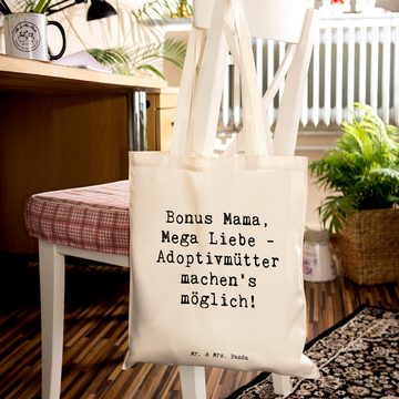 Mr. & Mrs. Panda Tragetasche Bonus Mama - Transparent - Geschenk, Beuteltasche, Stoffbeutel, Brude (1-tlg), Modisches Design