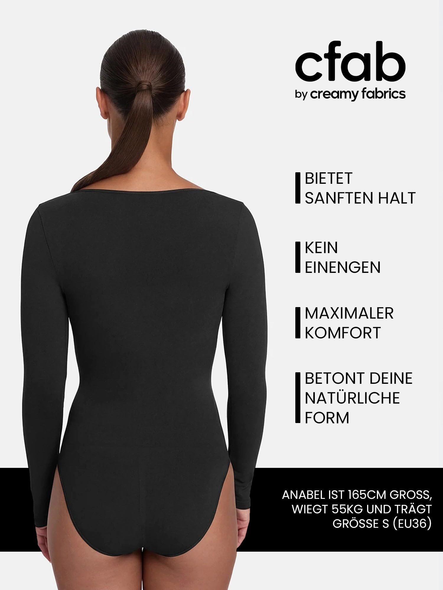 cfab (creamy fabrics) Miederbody Bodysuit Sculpting Shapewear Longsleeve mit Slip-Poison Green-XS (1-tlg) Figurformend