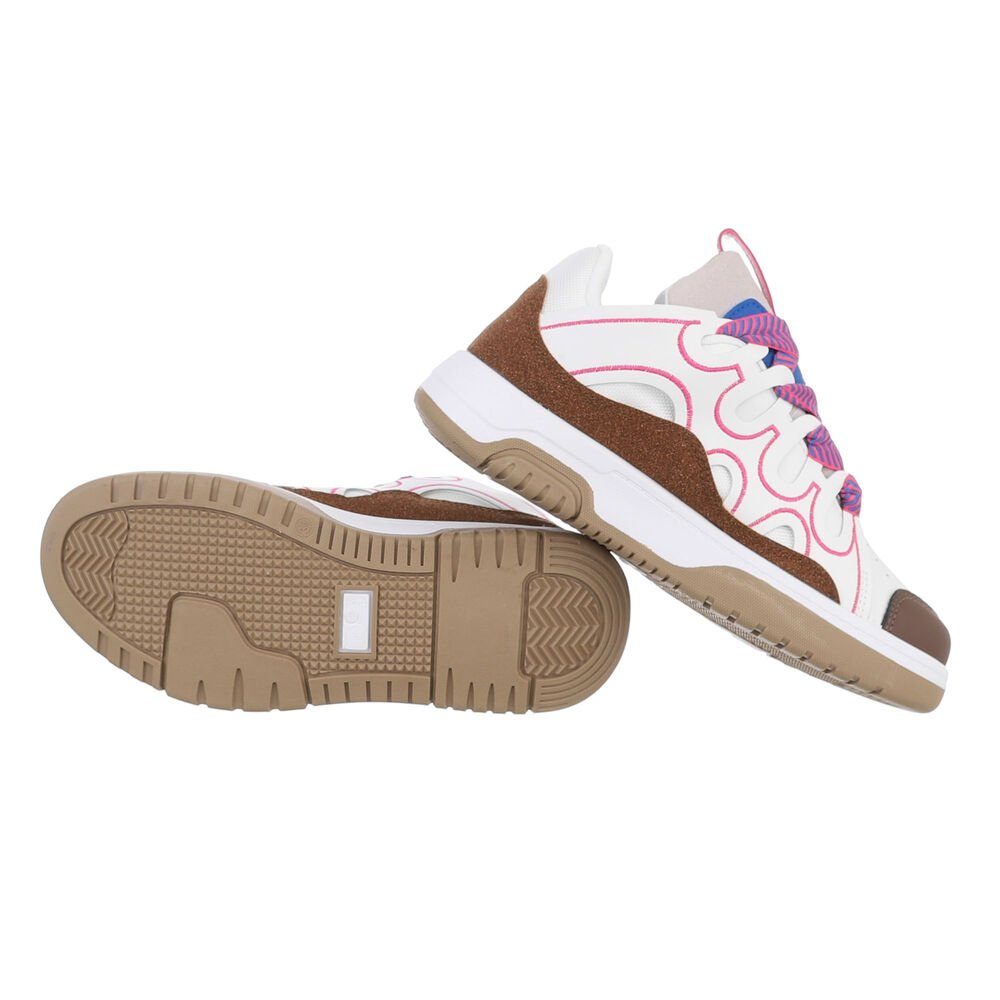 Ital-Design Damen Low-Top Freizeit Sneaker Flach Sneakers Low in Pink