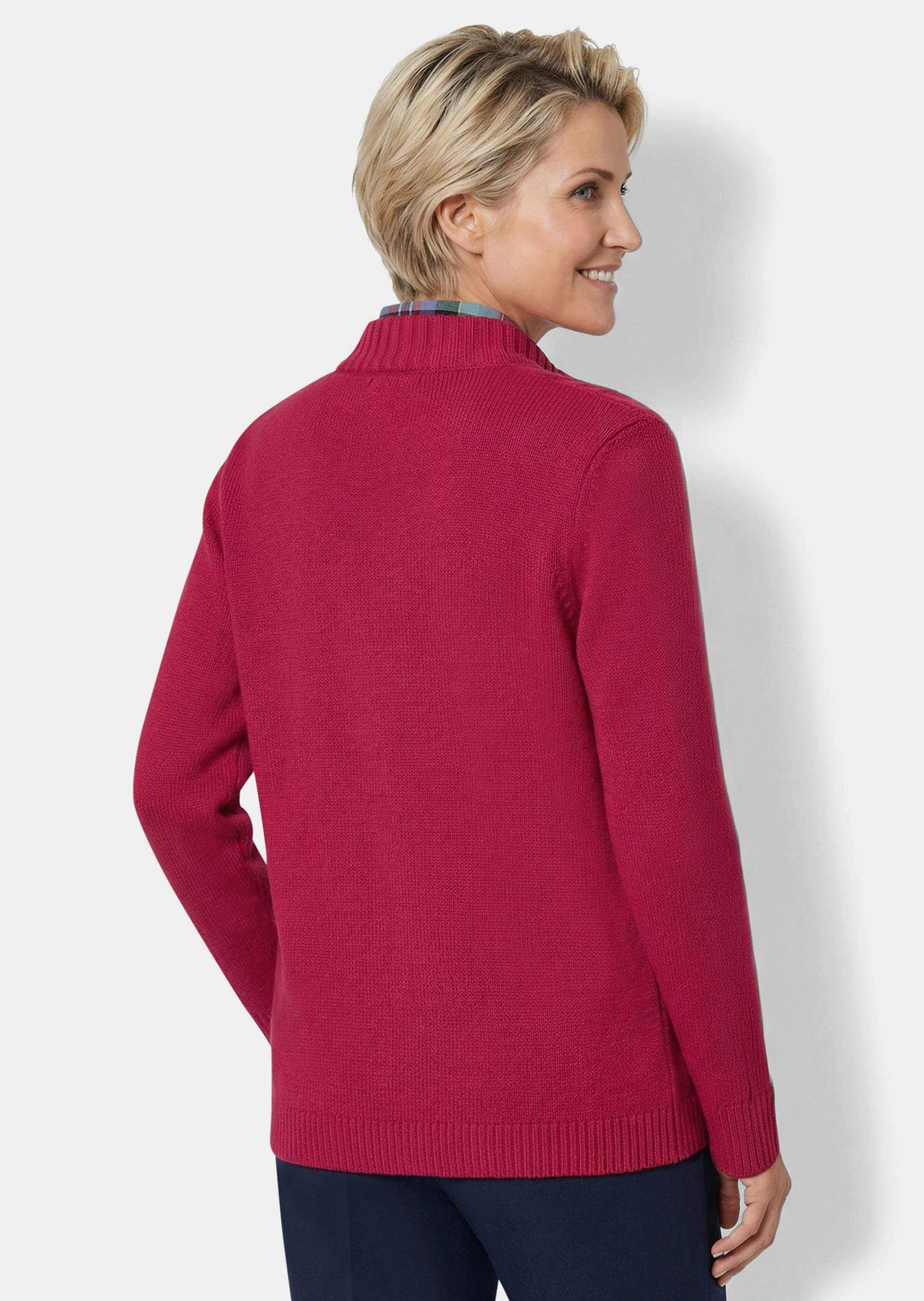 GOLDNER Strickjacke Kurzgröße: Cardigan mit Zopfmuster Weiche Strickjacke mit Zopf- und Glattstrick