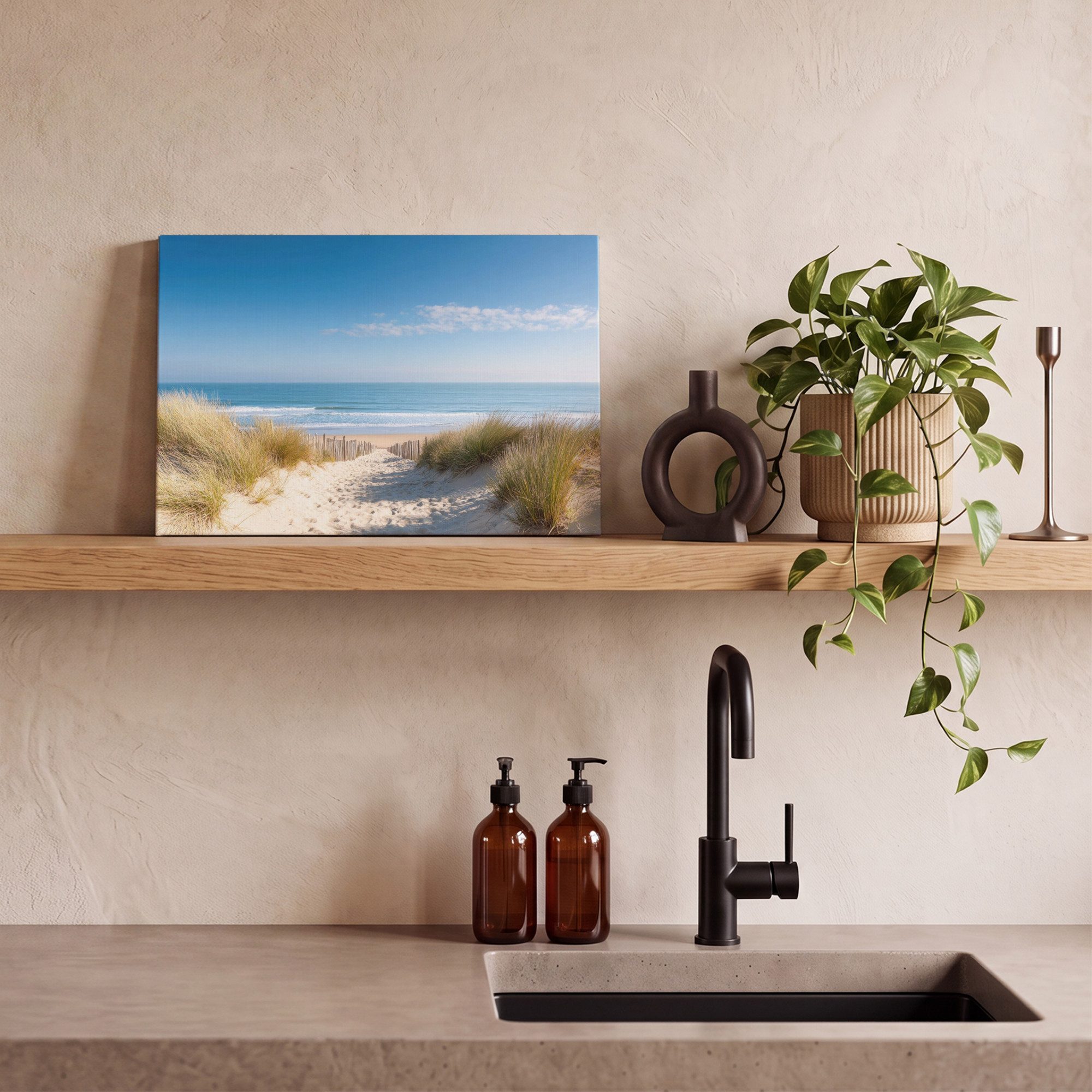 OneMillionCanvasses® Leinwandbild Strand - Meer - Düne - Sand - Sommer, Fotodruck (1 St), Leinwand Bilder Klein, Wand Dekoration Aesthetic 30x20 cm – Bild 5 von 5