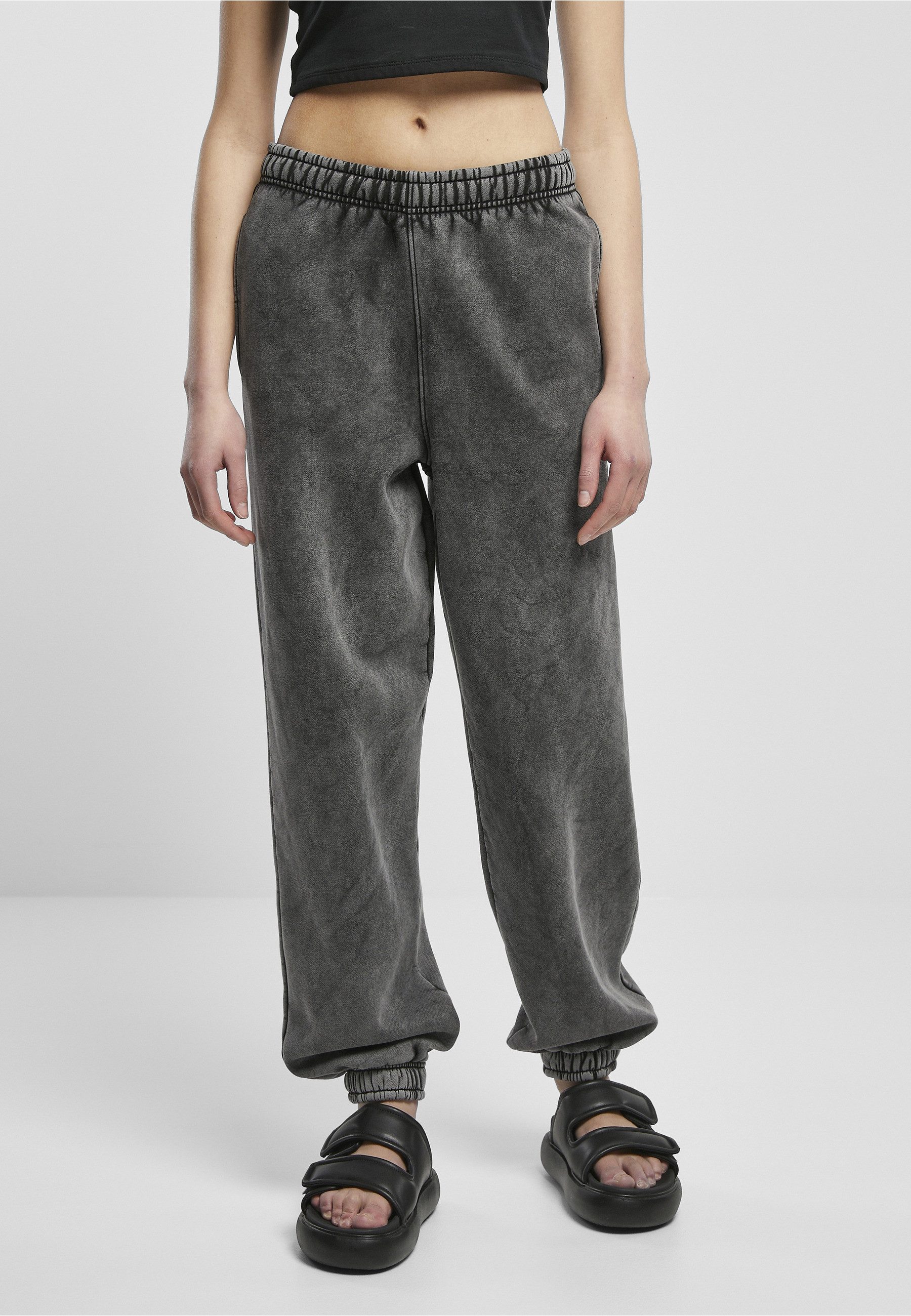URBAN CLASSICS Sweathose Urban Classics Damen Ladies High Waist Stone Washed Sweat Pants (1-tlg) – Bild 5 von 5