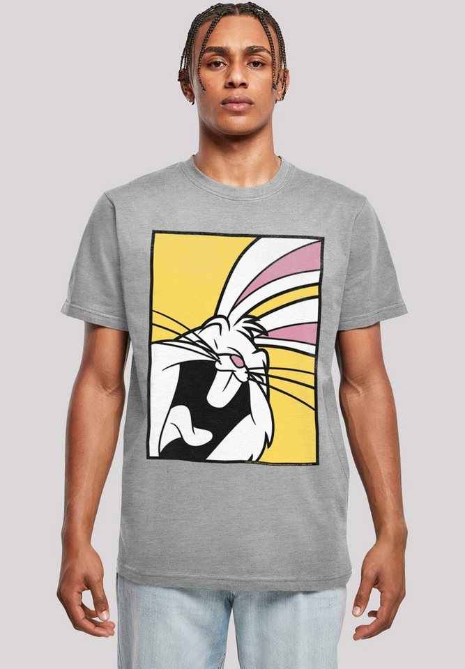 Tunes Round Looney F4NT4STIC Herren Neck Laughing with Bunny Bugs (1-tlg) T-Shirt Kurzarmshirt