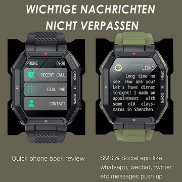 findtime Smartwatch (1,85 Zoll, Android iOS), Herren Armbanduhr mit Telefonfunktion IP68 Militär Sportuhr Fitnessuhr