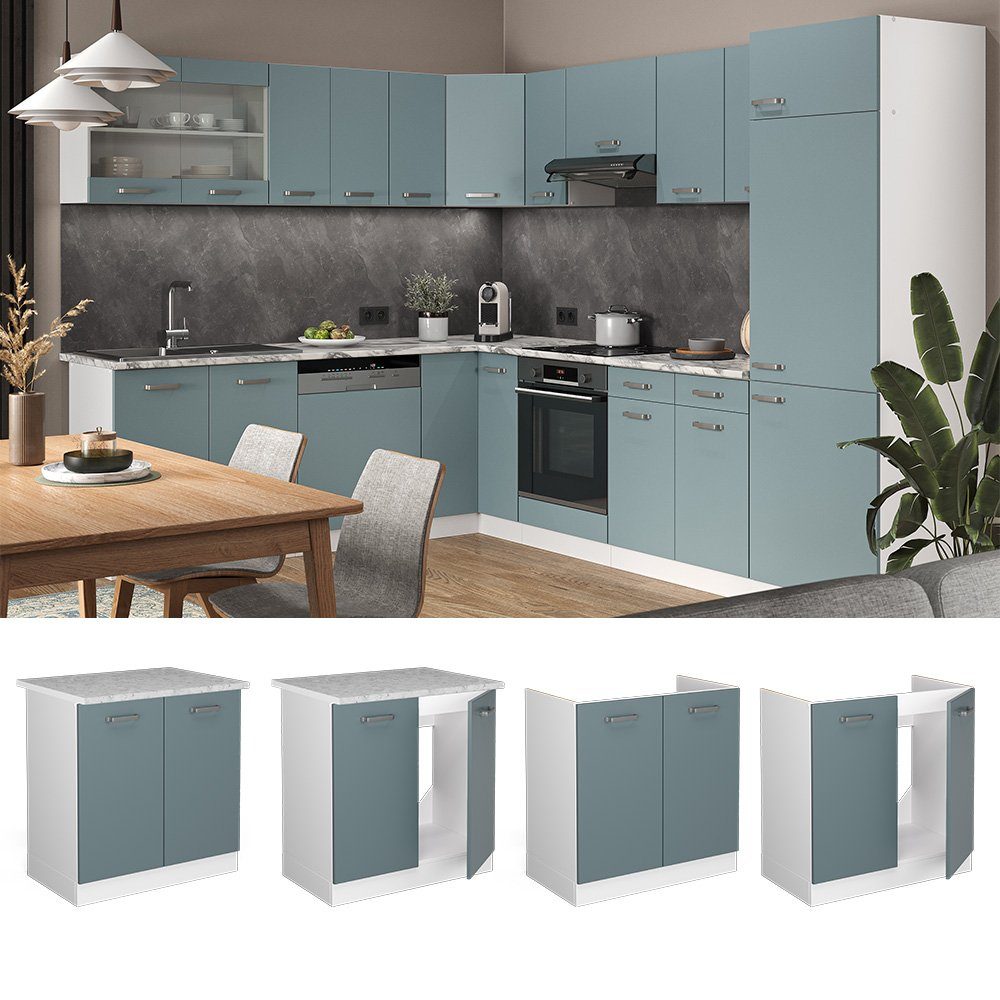 Vicco Unterschrank R-Line, Blau-Grau/Weiß, 80 cm ohne Arbeitsplatte (1-St)