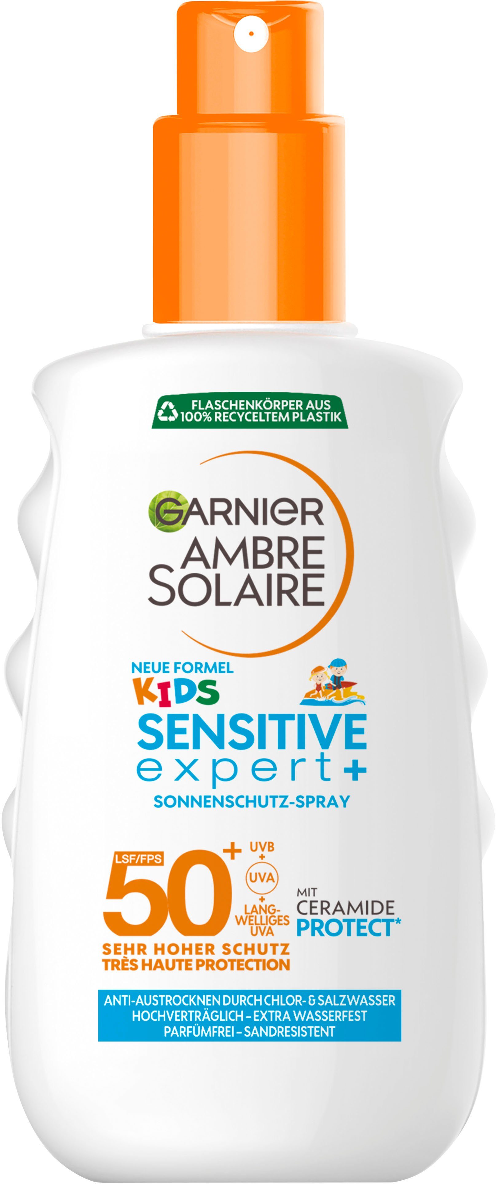 GARNIER Sonnenschutzspray AMBRE SOLAIRE KIDS SENSITVE EXPERT+ LSF50+, für Kinder, LSF 50+, mit sehr hohem UVA-/UVB-Schutz, leichte Formel