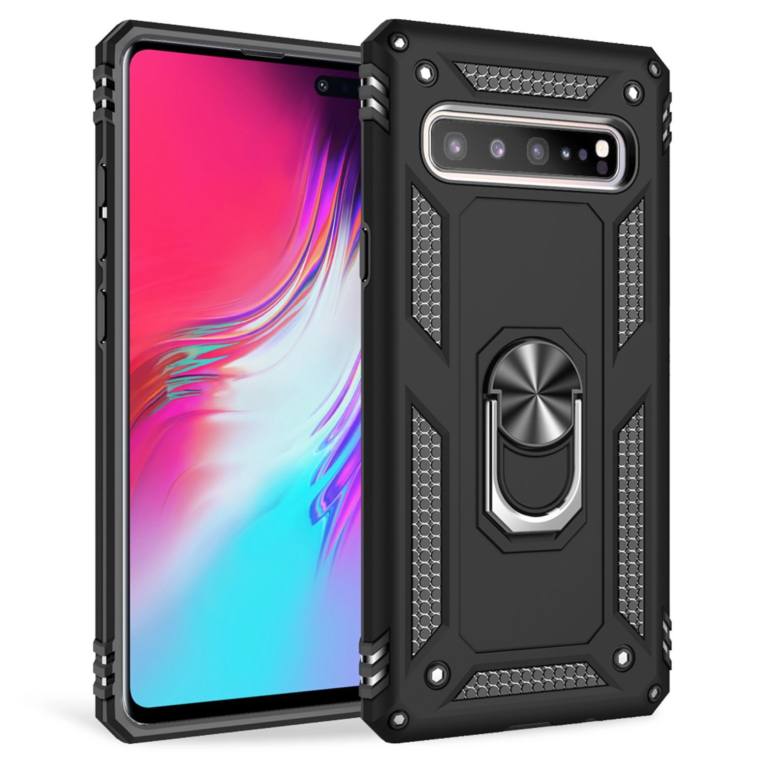 Nalia Smartphone-Hülle Samsung Galaxy S10 5G 17 cm (6,7 Zoll), Outdoor Military Style Hülle mit Ring / Extrem Schützend / Panzer Case