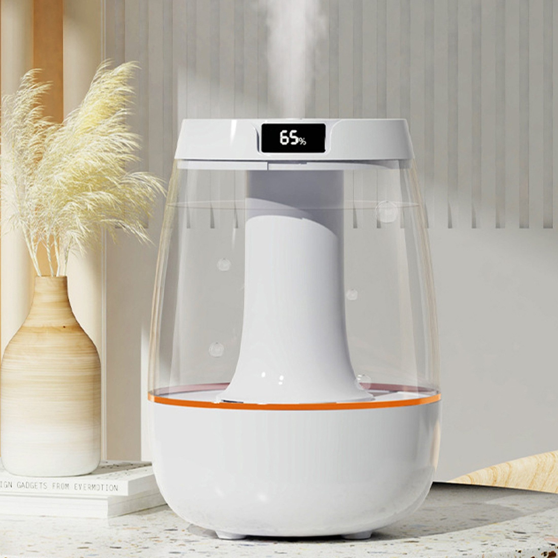 Masbekte Luftbefeuchter Diffuser, Raumbefeuchter, Aroma Diffuser, 30dB Leise, 3L Wassertank, mit Nachtlicht & Hygrometer, für Schlafzimmer Büro Yoga Spa, Weiß