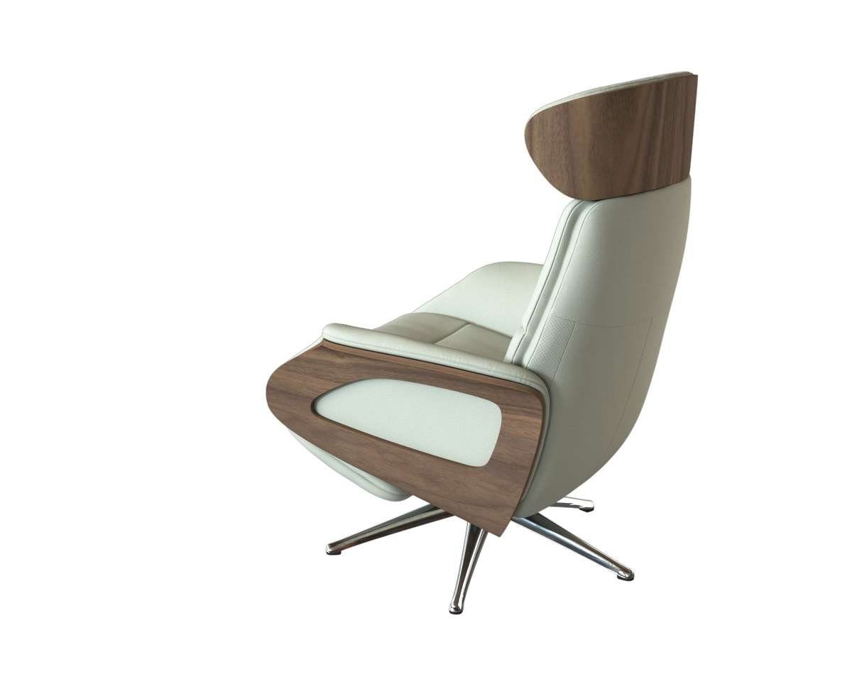 FLEXLUX Relaxsessel Clement elektrischer Funktionsessel, Größe M, Rücken & Fußteil elektrisch, Akku, Arml. Walnuss, Fuß Alu