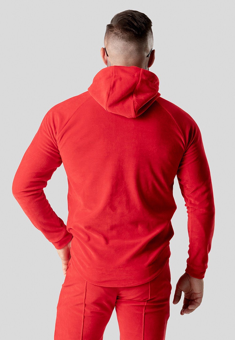 TRES AMIGOS Stil, Velour Hoodie sportlichem Rot Hoodie aus Homewear in