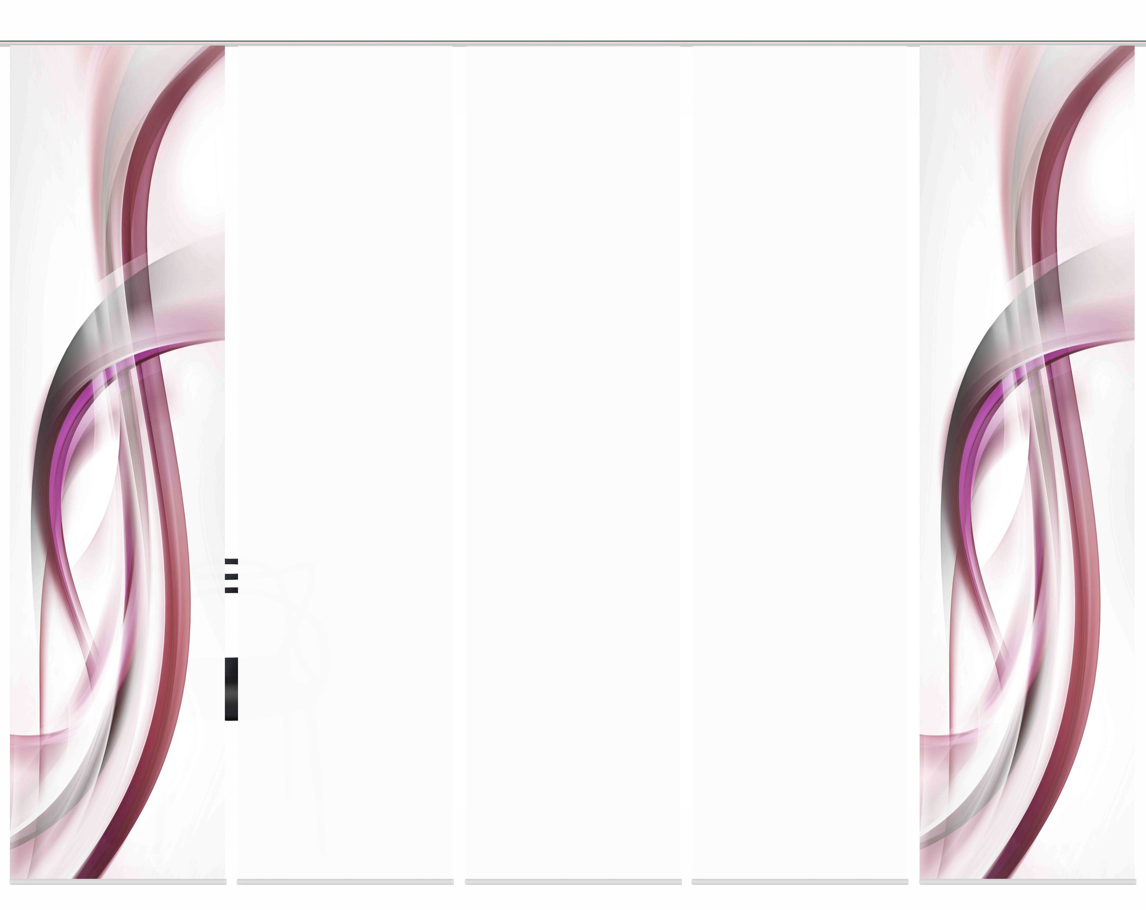 HOME WOHNIDEEN Schiebegardine FALA (5 St), Paneelwagen, blickdicht, Schiebevorhang Digi 5er Set FALA BEERE