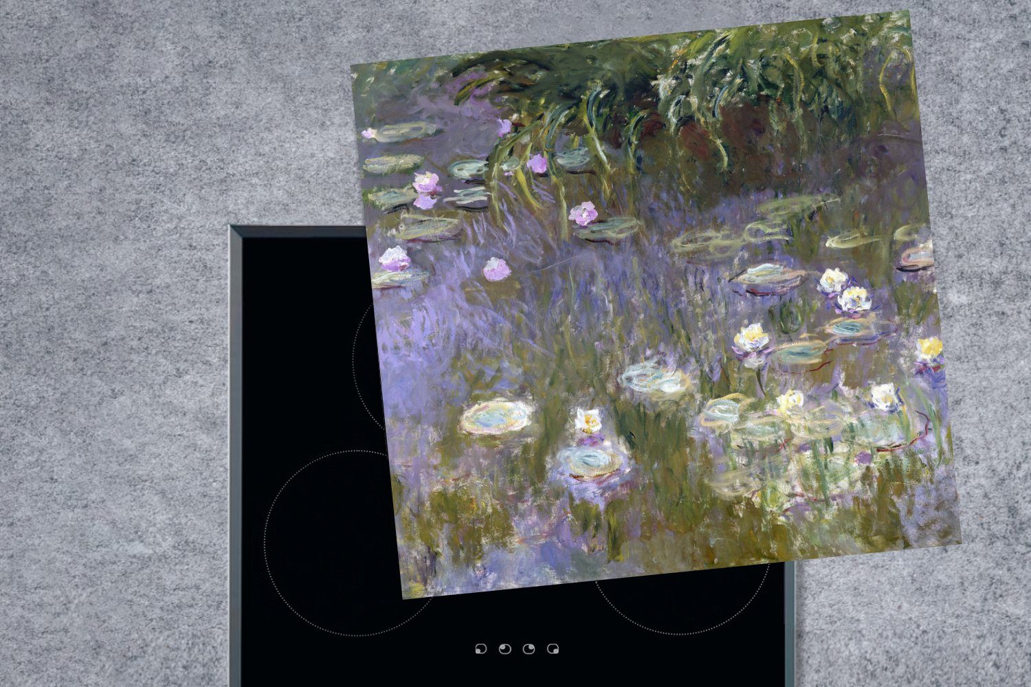 cm, - für Vinyl, Arbeitsplatte Seerosen Monet, küche (1 MuchoWow Claude tlg), 78x78 Ceranfeldabdeckung, Herdblende-/Abdeckplatte