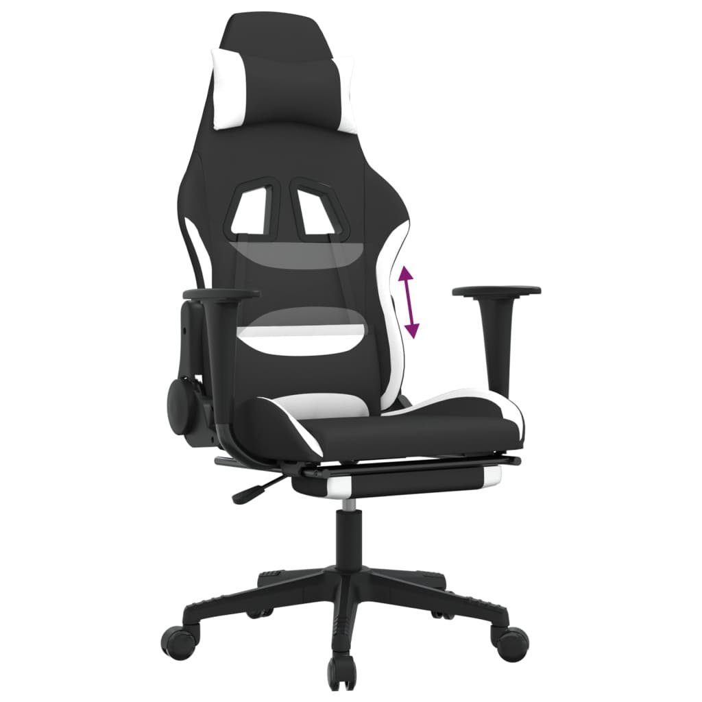 Gaming-Stuhl Stoff und und mit vidaXL Weiß Schwarz Schwarz Schwarz Fußstütze Weiß Weiß und St) Gaming-Stuhl | (1