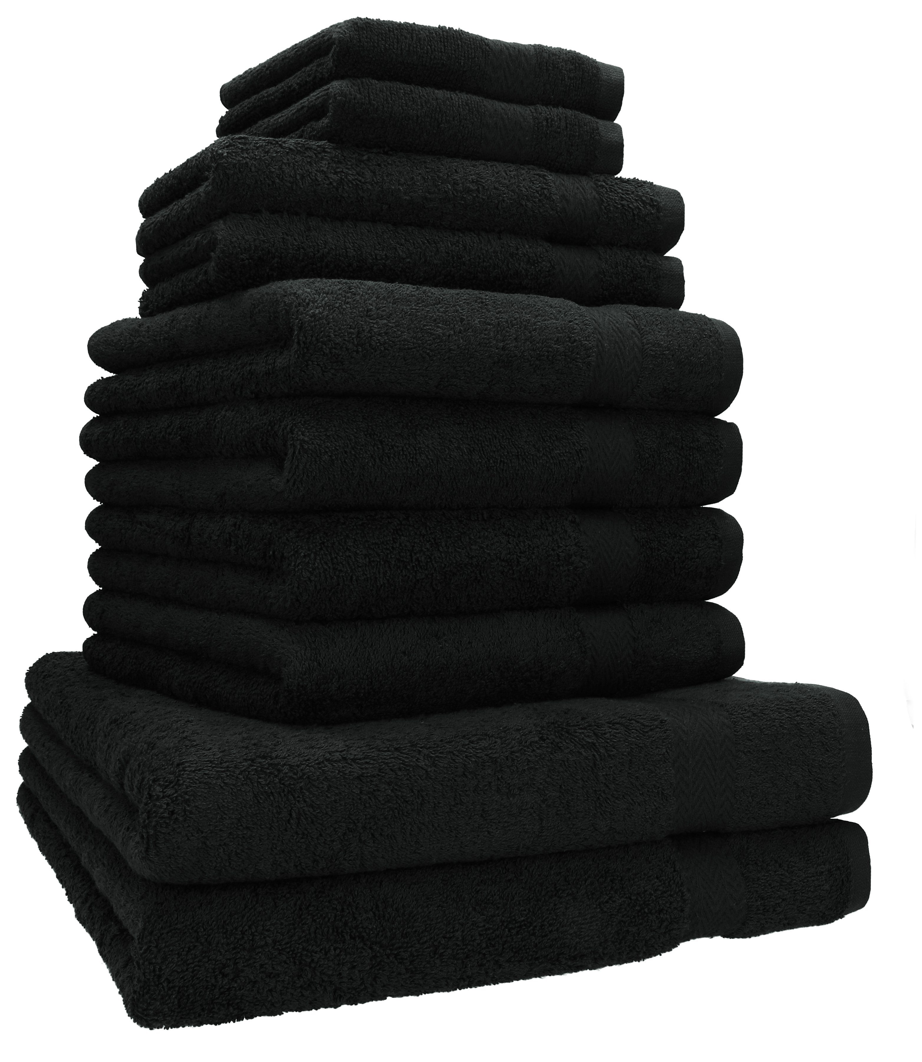 Handtuch 100% Handtuch-Set 2 Baumwolle 10-TLG. (10-tlg) Duschtücher Betz Set Classic 2 4 Handtücher 100% Gästetücher 2 Seiftücher, schwarz Baumwolle,