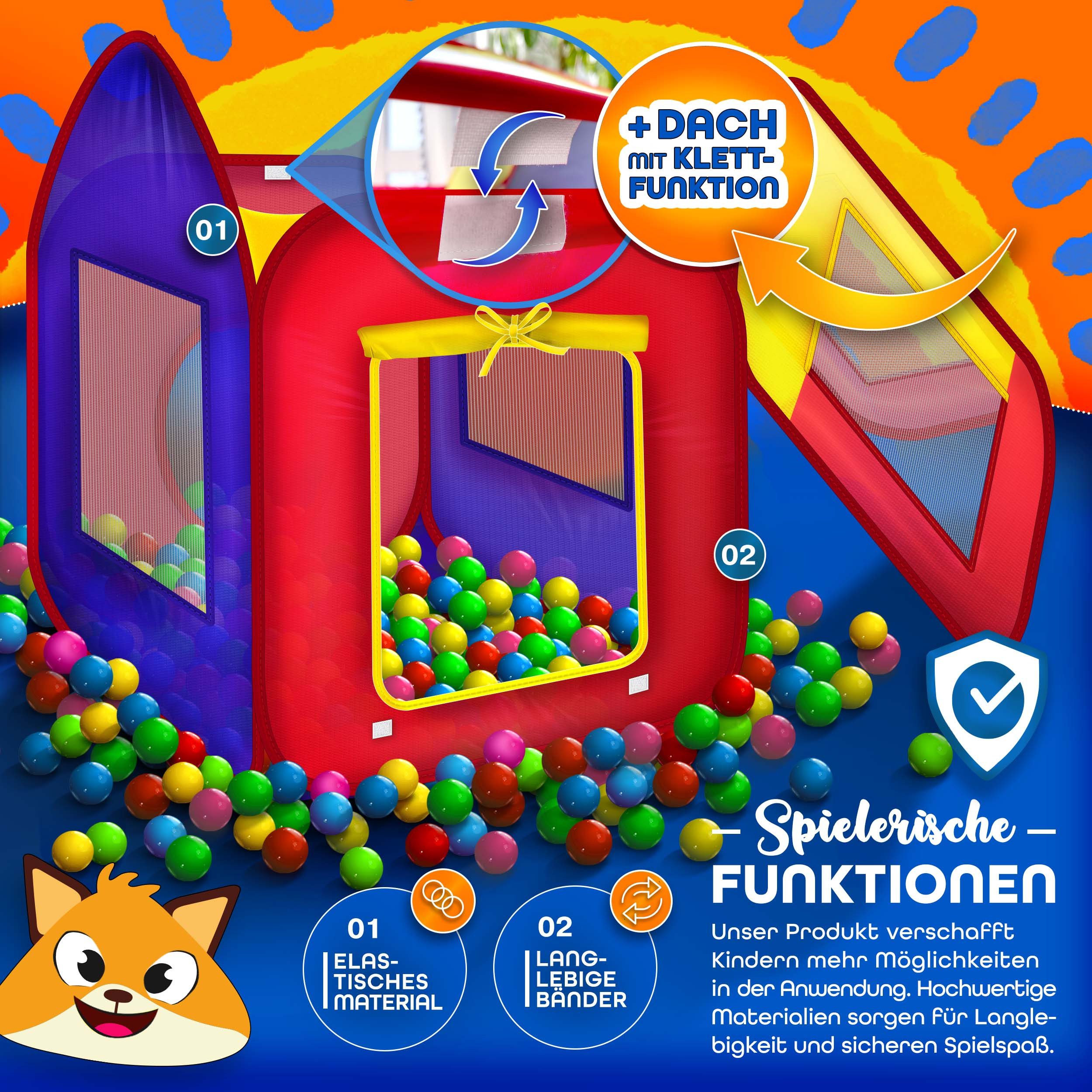 KIDUKU Bällebad KIDUKU® Spielzelt + 200 Bälle + Tasche Kinderzelt Bällebad günstig online kaufen