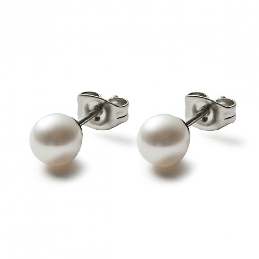 MONOMANIA Ohrstecker-Set Monomania 31239 Ohrstecker Damen Edelstahl Perle Weiss 7 mm