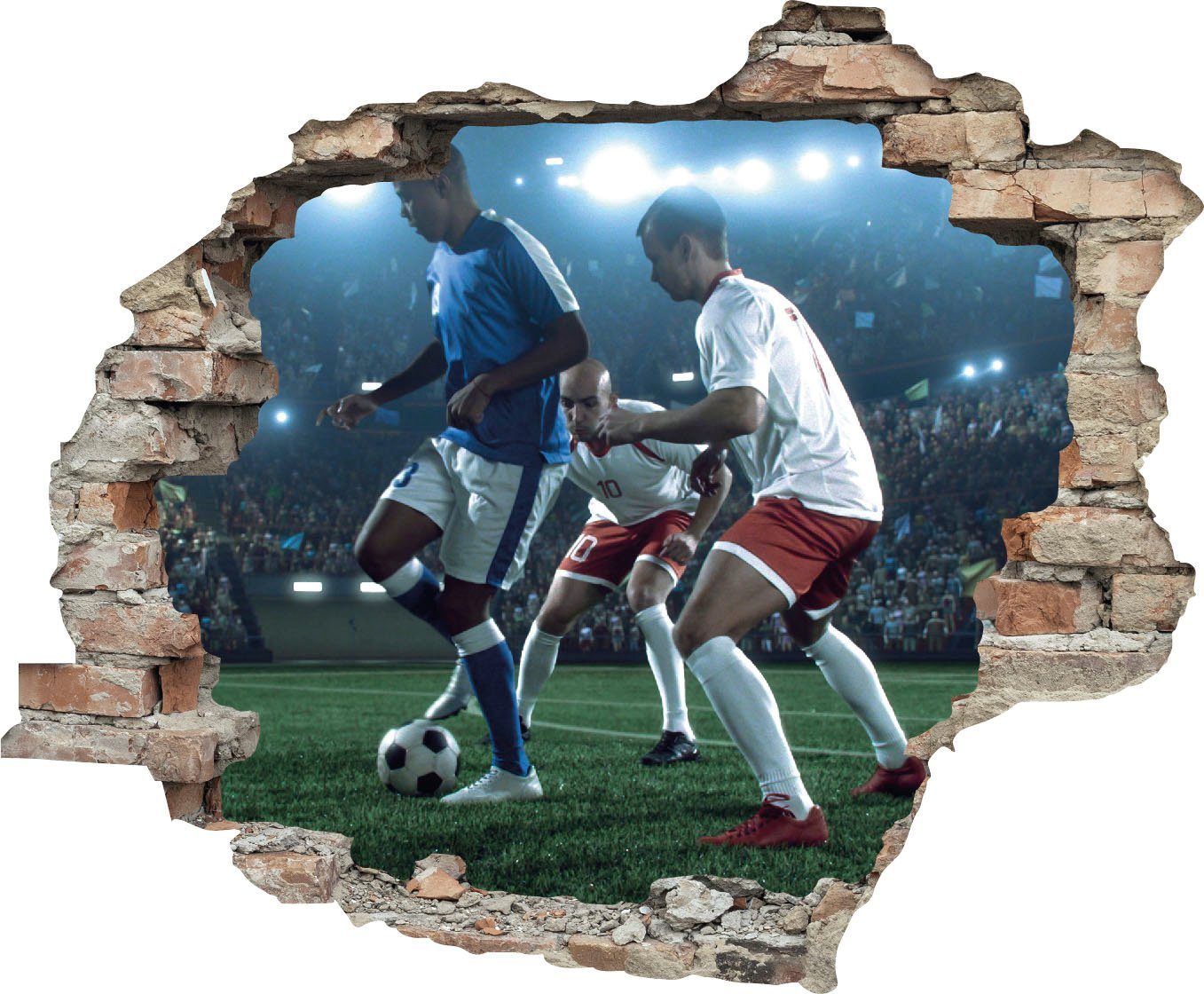 queence Wandtattoo Fußball (1 St), Wandsticker, Wandbild, selbstklebend, 3D, Wanddurchbruch