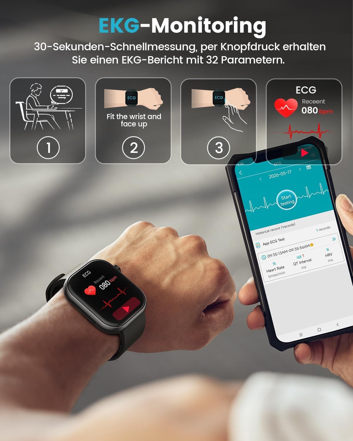 SWGOTA Smartwatch Damen Herren EKG+PPG/Blutdruck/SpO₂/BMI-Überwachung Smartwatch (1,97 Zoll), 2026 NEW Fitnessuhr mit Herzfrequenz-/SpO2-/Schlafüberwachungsfunktion