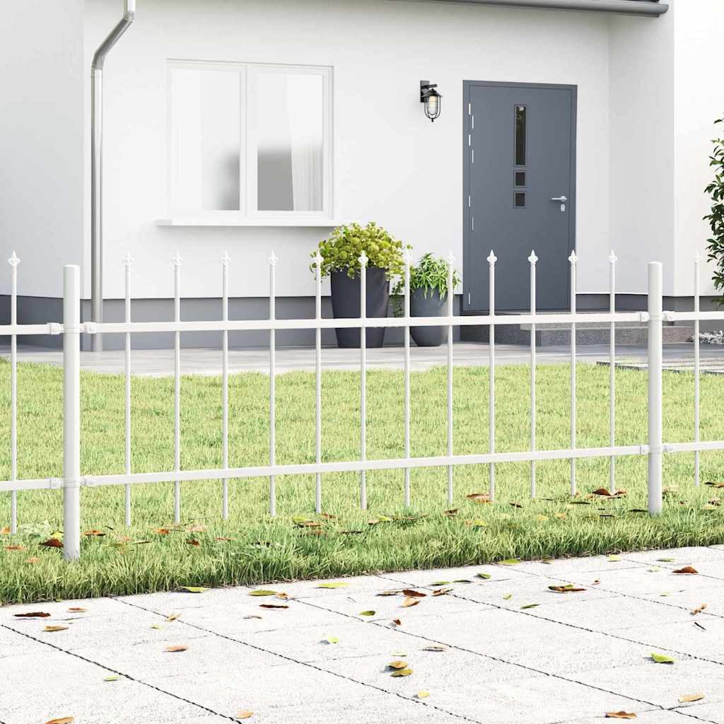 vidaXL Gartenzaun, Gartenzaun 7 pcs Weiß 11,9 x 0,6 m Pulverbeschichteter Stahl