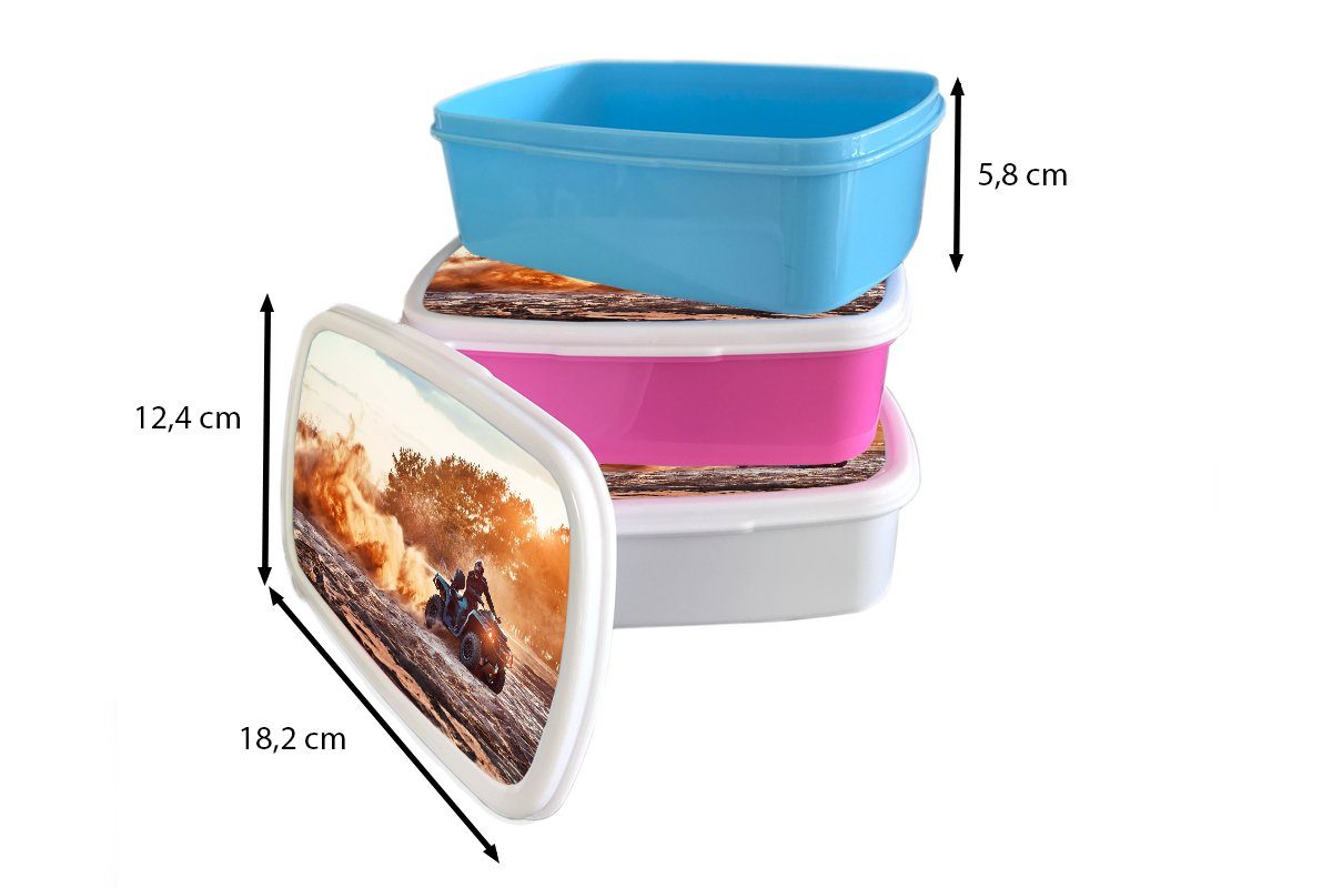 Lunchbox Kunststoff - Erwachsene, - Rennen Sonne, Brotbox Kinder, Quad Kunststoff, für Mädchen, rosa Brotdose (2-tlg), Snackbox, MuchoWow