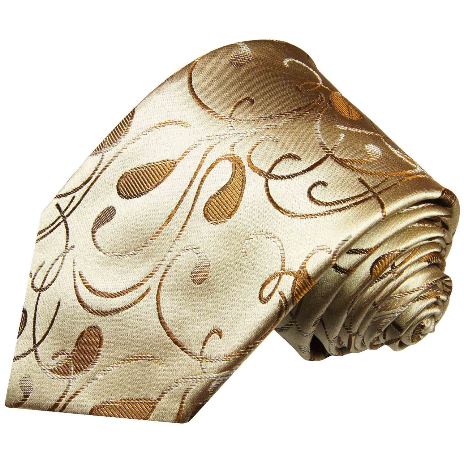 Paul Malone Krawatte Elegante Seidenkrawatte Herren Schlips paisley brokat 100% Seide Breit (8cm), braun gold 915