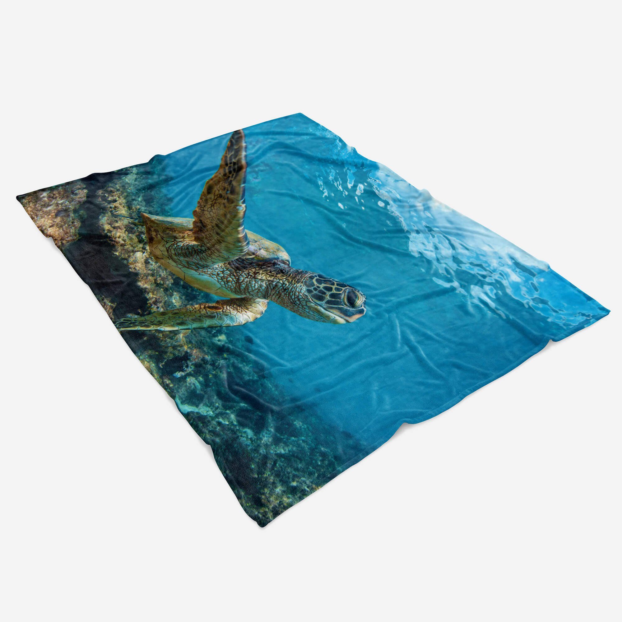 Tiermotiv Handtücher Art (1-St), Strandhandtuch Handtuch mit Saunatuch Sinus Kor, Seeschildkröte Handtuch Baumwolle-Polyester-Mix Kuscheldecke
