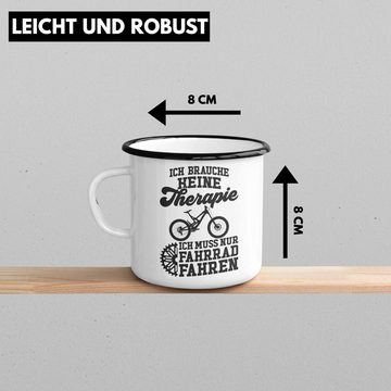 Trendation Thermotasse Trendation - Fahrrad Radfahrer Geschenk Rennrad Bike Geschenkideen Emaille Tasse Fahrradfahrer KaffeeEmaille Tasse Therapie