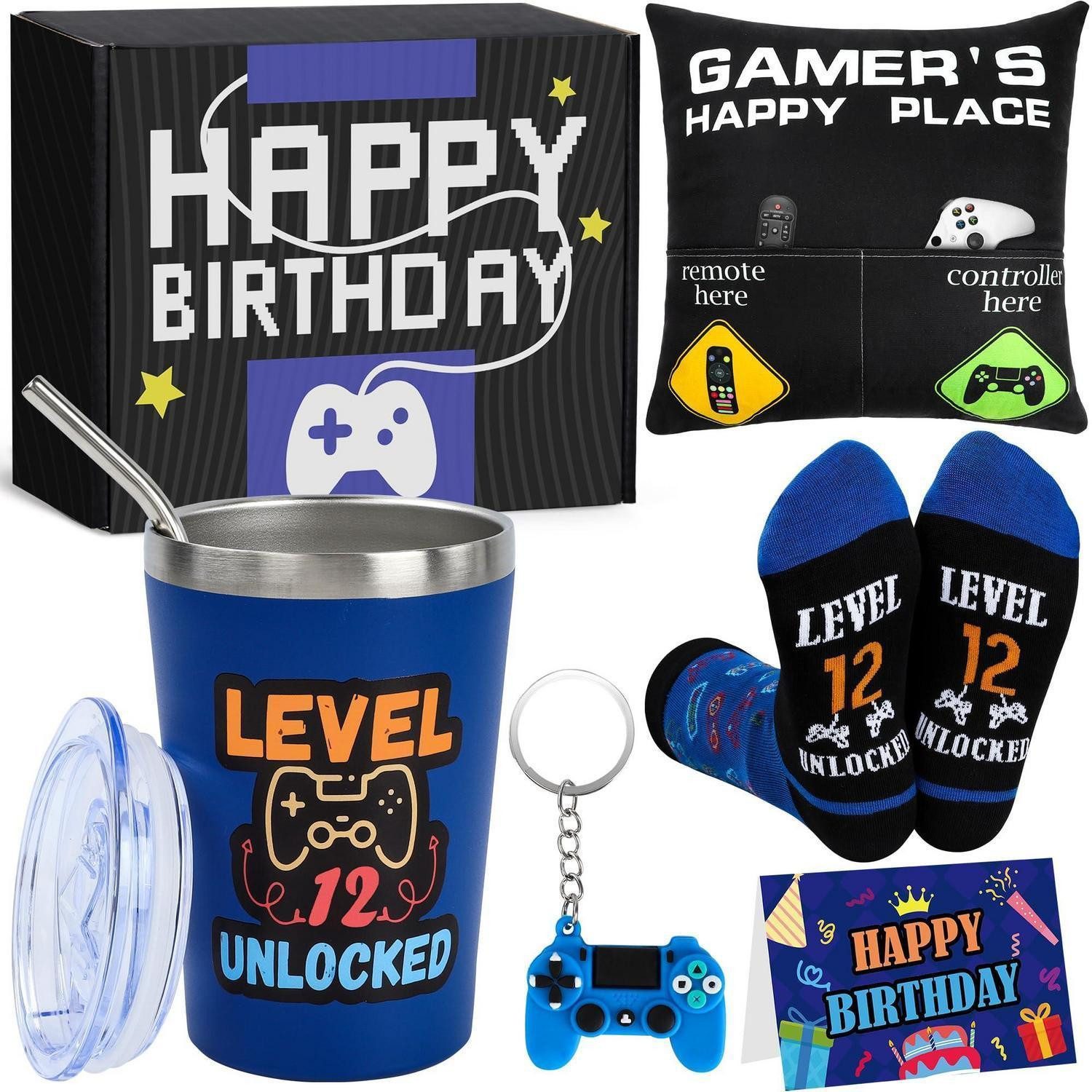 LuxusKollektion Geschenkbox Gamer Geschenkset 12 Jahre Junge Kissenbecher Socken