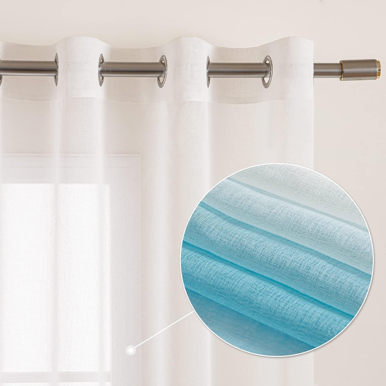 Agger Gardine Transparent Vorhänge Voile Sheer Vorhang mit Ösen Farbverlauf (2 St) – Bild 4 von 4