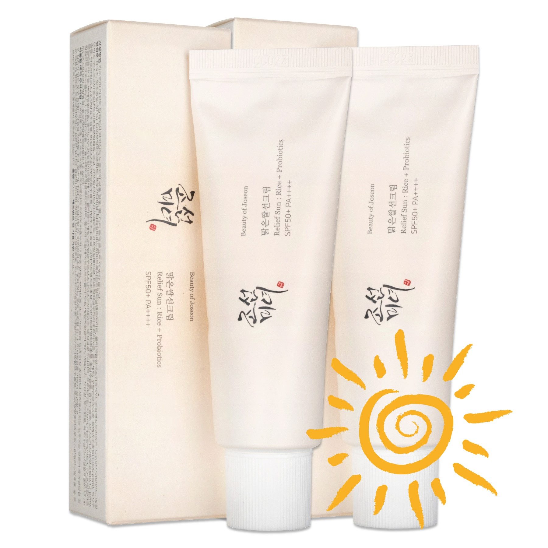 Beauty of Joseon Sonnenschutzcreme Sonnenpflege Beauty of Joseon Relief Sun SPF50+, 2-tlg., Hoher UV-Schutz, Feuchtigkeitsspendend