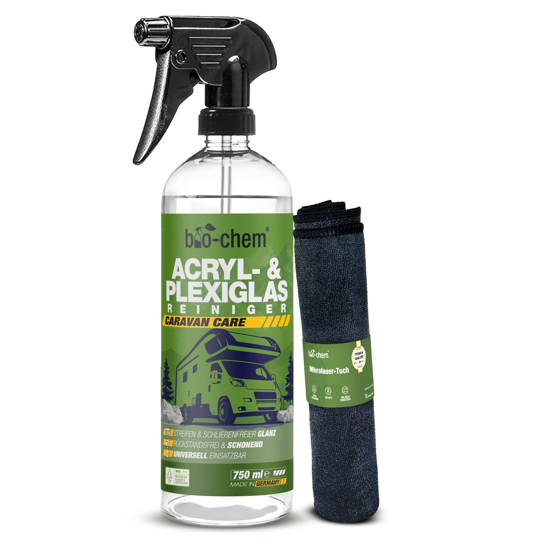 bio-chem bio-chem Acryl- & Plexiglasreiniger 750ml – Streifenfreie Reinigung Glasreiniger (Acryl- und Plexiglas-Reiniger 0.75 l + Tuch)