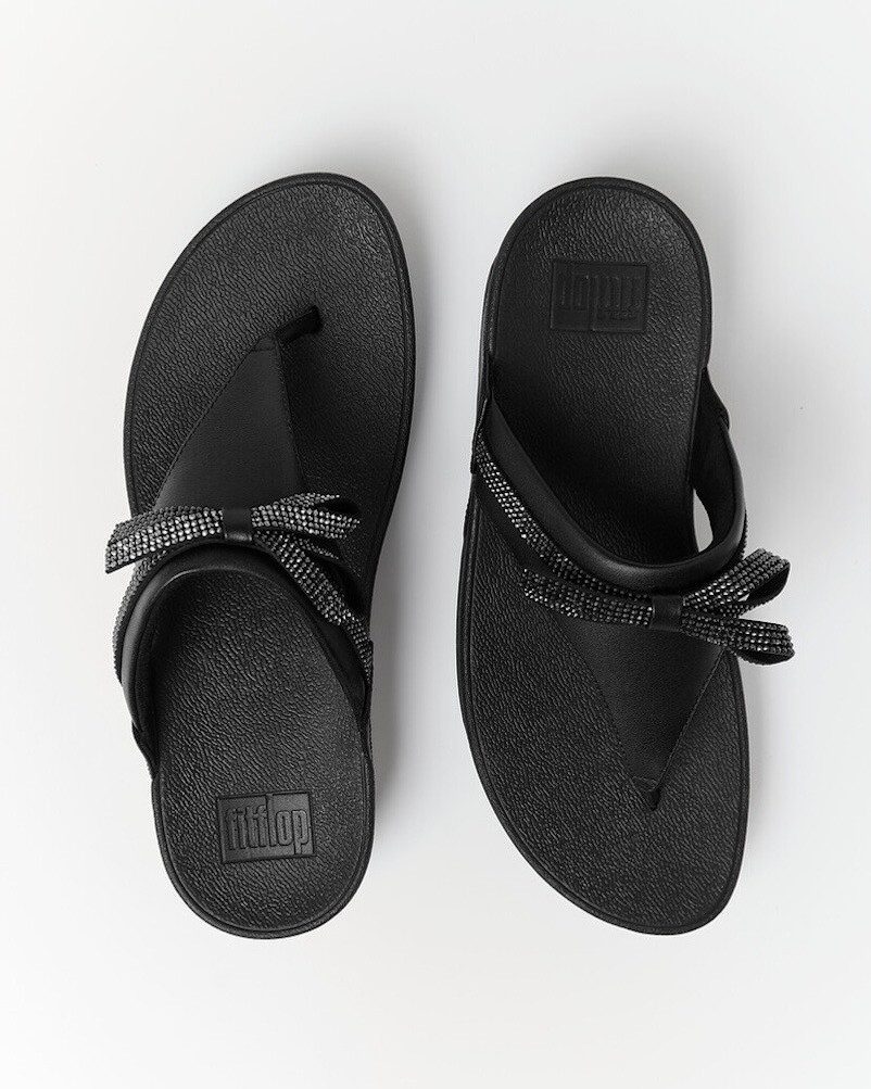 Fitflop LULU GLITZ BOW Zehentrenner Slides, Badeschuh mit Glitter