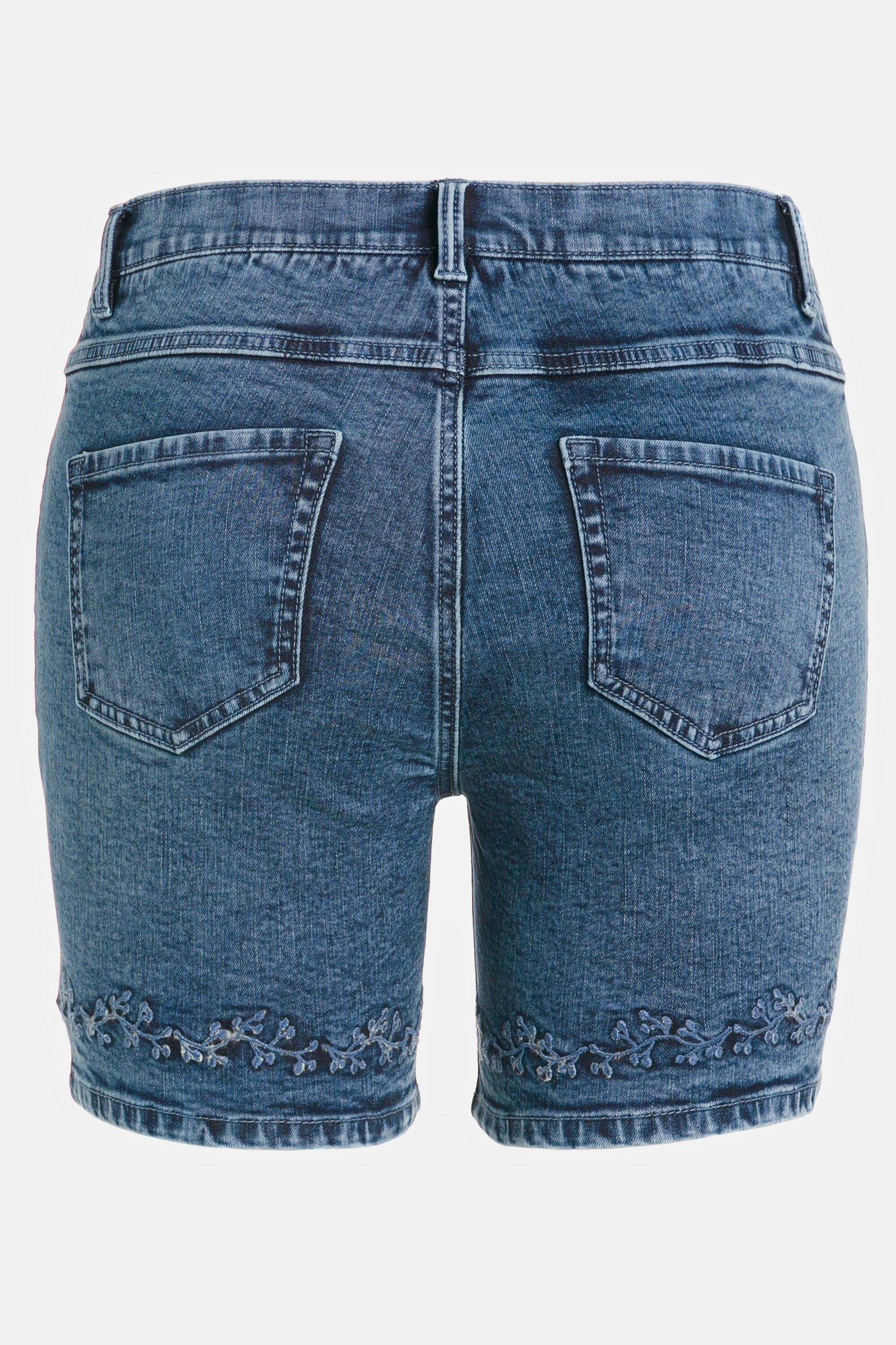 Damen Jeans Ulla Popken Regular-fit-Jeans Jeans-Shorts Stickerei 5-Pocket-Schnitt