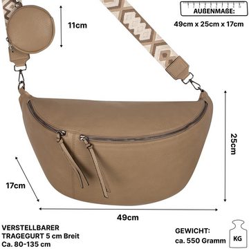 EAAKIE Gürteltasche Bauchtasche XXL Umhängetasche Crossbody-Bag Hüfttasche Kunstleder, als Schultertasche, CrossOver, Umhängetasche tragbar