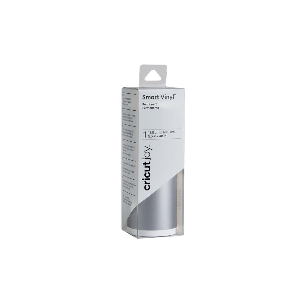 Cricut Dekorationsfolie Joy Smart Vinyl Permanent Silber, 13,9 cm x 121,9 cm, Vinylrolle, Klebefolie, für Aufkleber, Beschriftung, für Cricut Joy Schneidemaschine