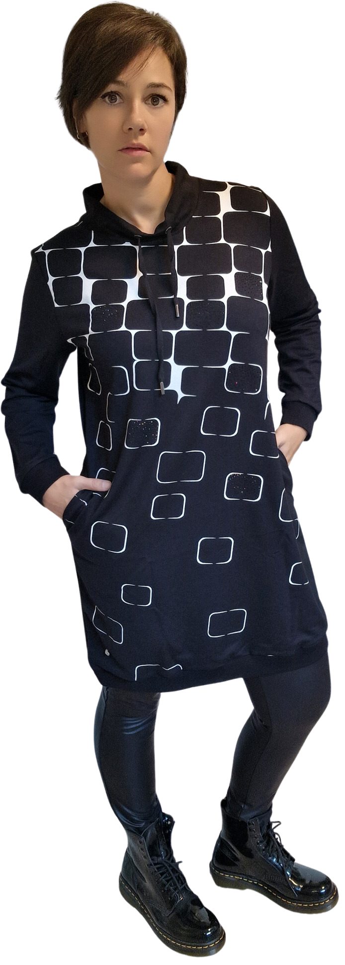 Gio Milano Sweatkleid G29-5106, Gio Milano Kleid mit Rautendruck und Strass günstig online kaufen