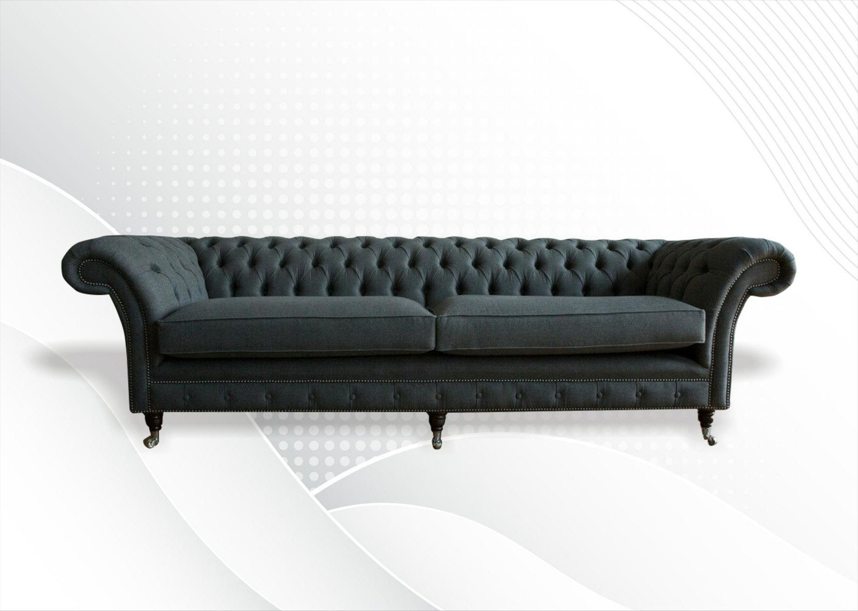 Xlmoebel Chesterfield-Sofa Grau Modernes Design aus Samt und Leder, 1 Teile, Made in Europa