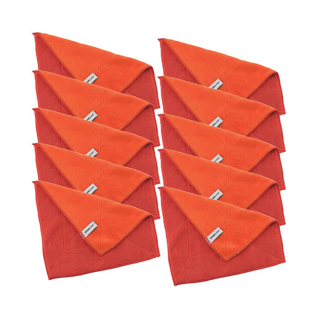 Kochblume Geschirrtuch Microfasertuch 30 x 30 cm, (Spar-Set, 10-tlg), 800g/m² Qualtität rot/orange