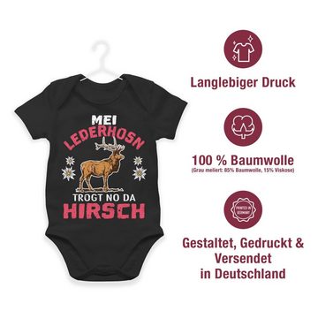 Shirtracer Shirtbody Mei Lederhosn trogt no da Hirsch - weiß/rot Mode für Oktoberfest Baby Outfit