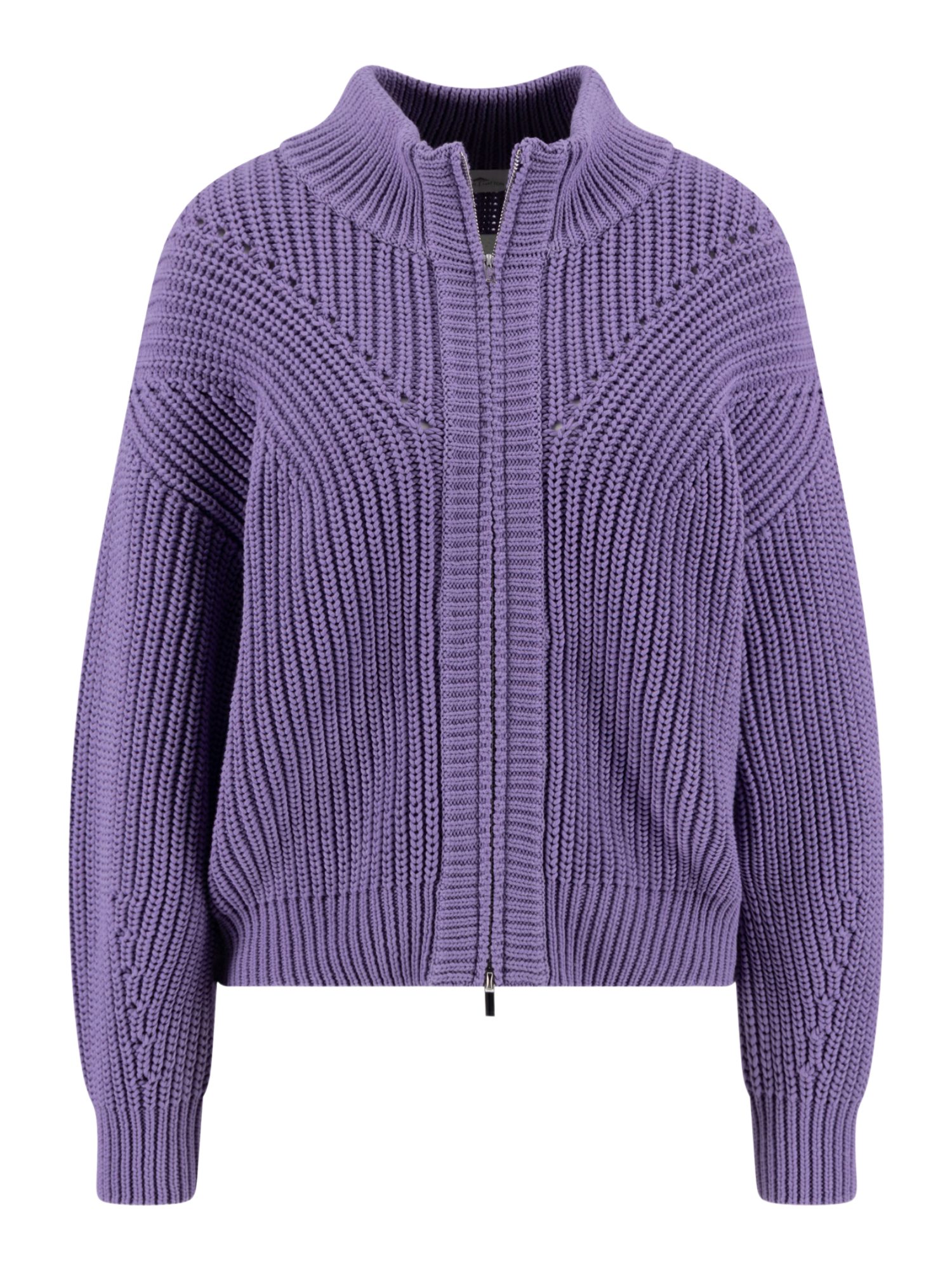 FYNCH-HATTON Strickjacke lila,Casual,Baumwolle,Strukturiert,Stehkragen,Lang,Regular Fit