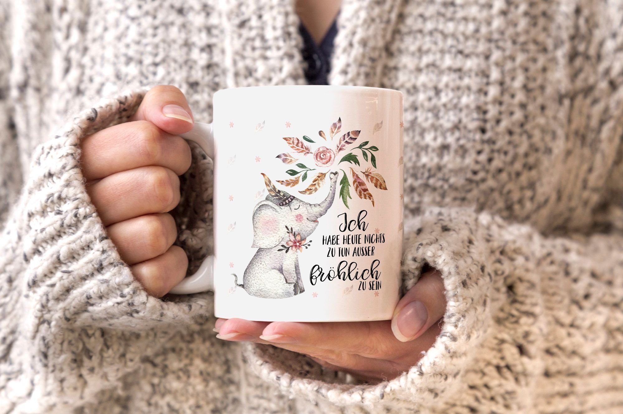 Geschenk Elefant Tasse sein zu Kaffeetasse MoonWorks® einfarbig, nichts tun Spruch-Tasse zu habe außer Keramik heute MoonWorks Ich fröhlich