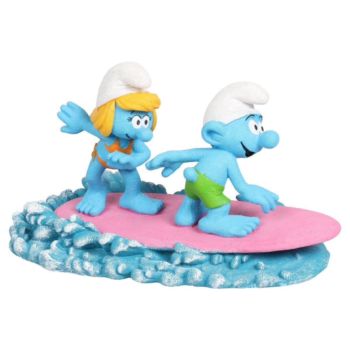 Aquariendeko Aquariendekoration Schlümpfe surfen auf dem Wasser