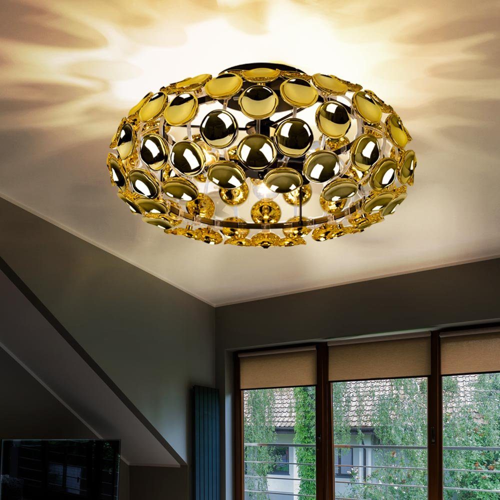 etc-shop Deckenstrahler, Leuchtmittel nicht gold Deckenlampe inklusive, Wohnzimmerlampe Flur flammig Deckenleuchte 3