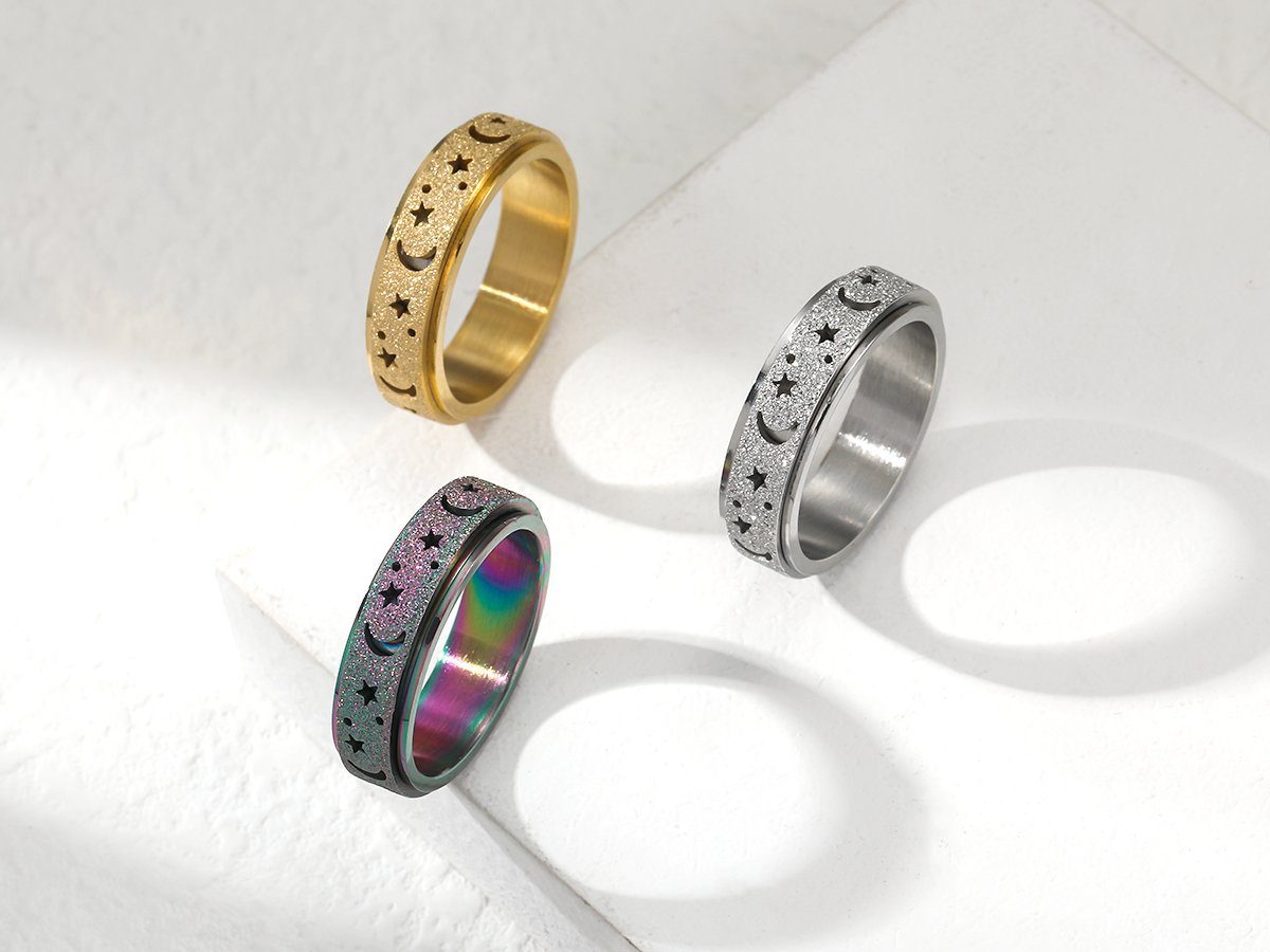Eyecatcher Fingerring Anti Stress Fidget Ring Mond Sterne Anxiety Ring günstig online kaufen