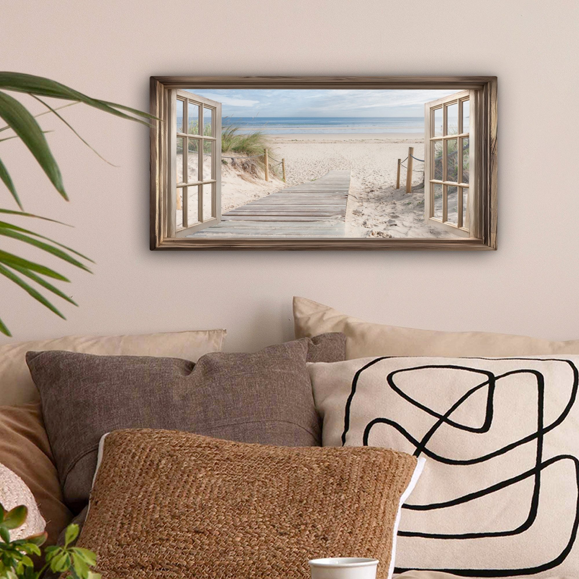 OneMillionCanvasses® Leinwandbild Panorama Durchblick - Strand günstig online kaufen