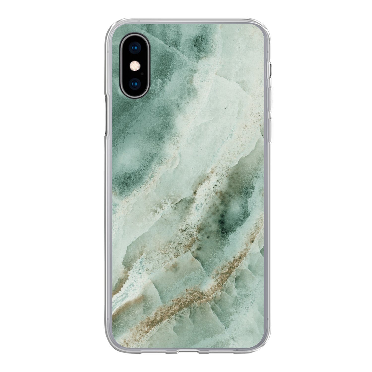MuchoWow Handyhülle für Apple iPhone X Naturstein - Grün - Chic, Smartphone-Bumper, Print, Handy Schutzhülle Dünn