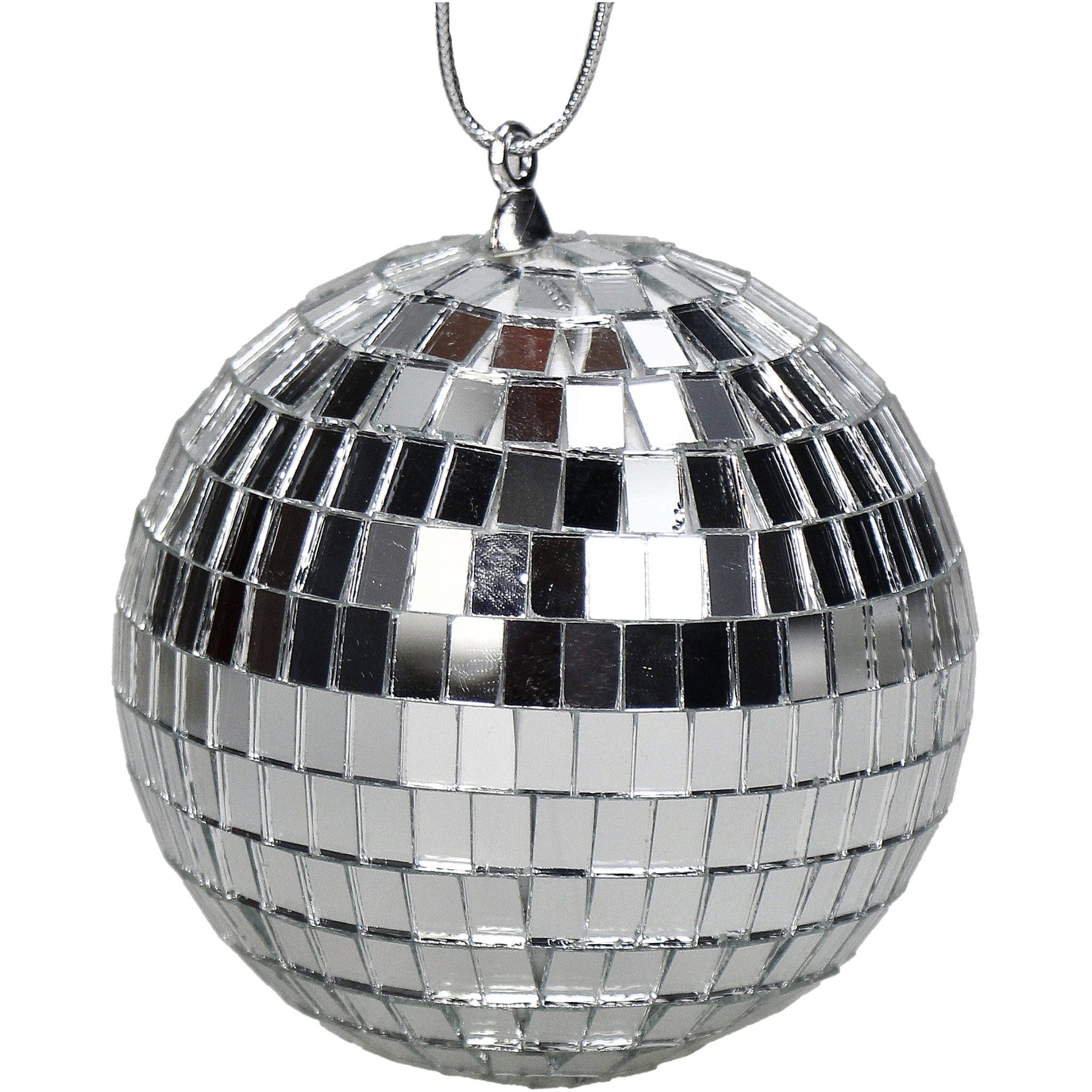 HD Collection Christbaumschmuck, Christbaumschmuck Glas 8cm Discokugel Figur Silber