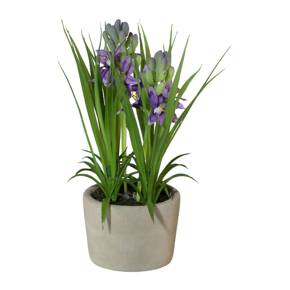 Kunstblume Kunstpflanze HYAZINTHEN im Zementtopf. Ca 21cm. Lilie getopft. L günstig online kaufen