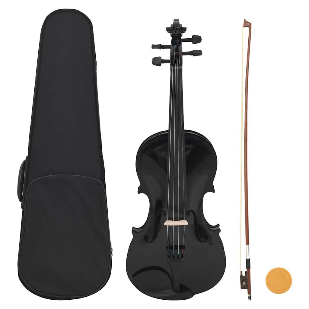 furnicato Violine Komplettset mit Bogen und Kinnhalter Helles Holz 4/4